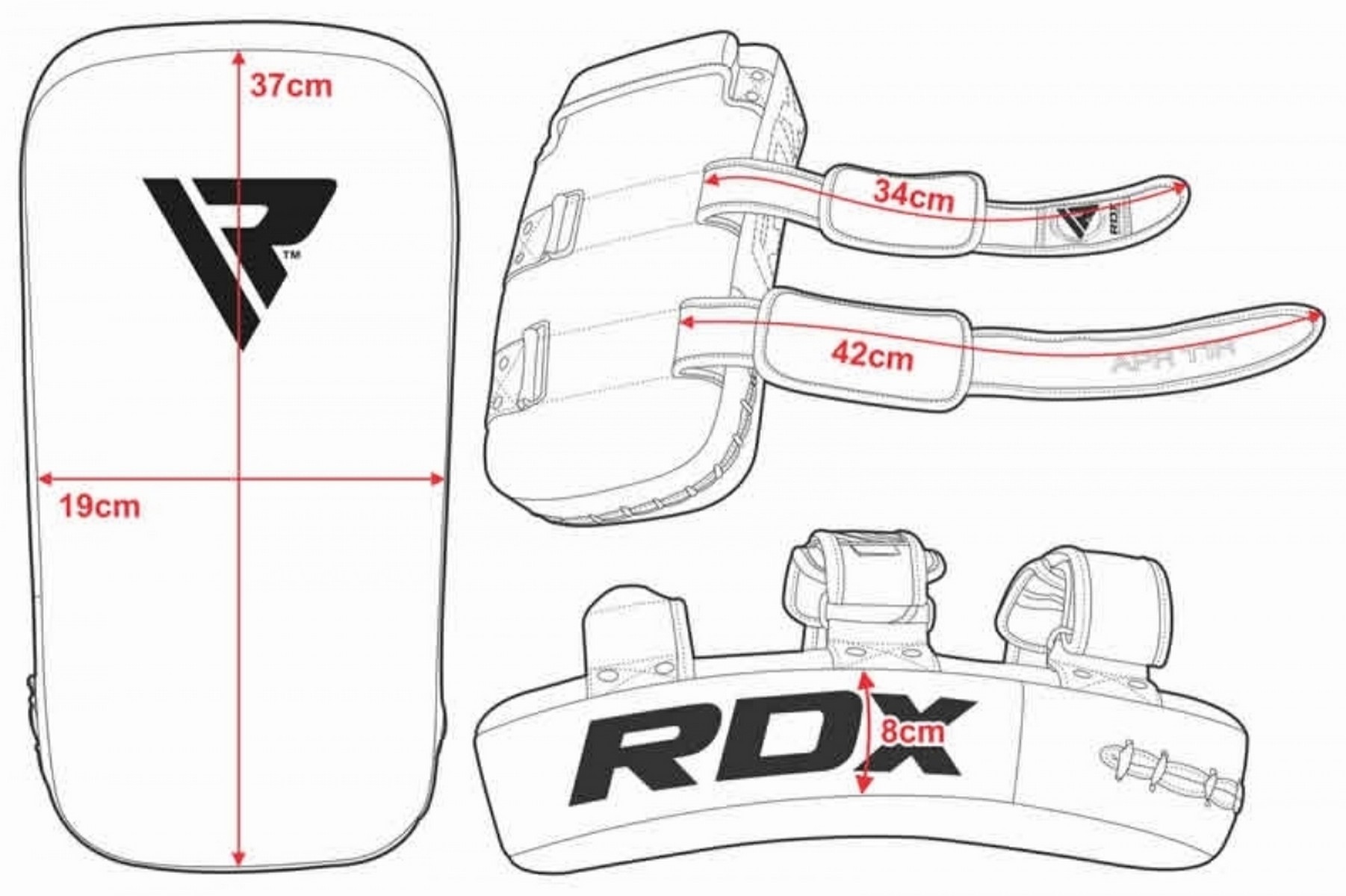 Макивара RDX APR-T1R черный\красный 1802_1200